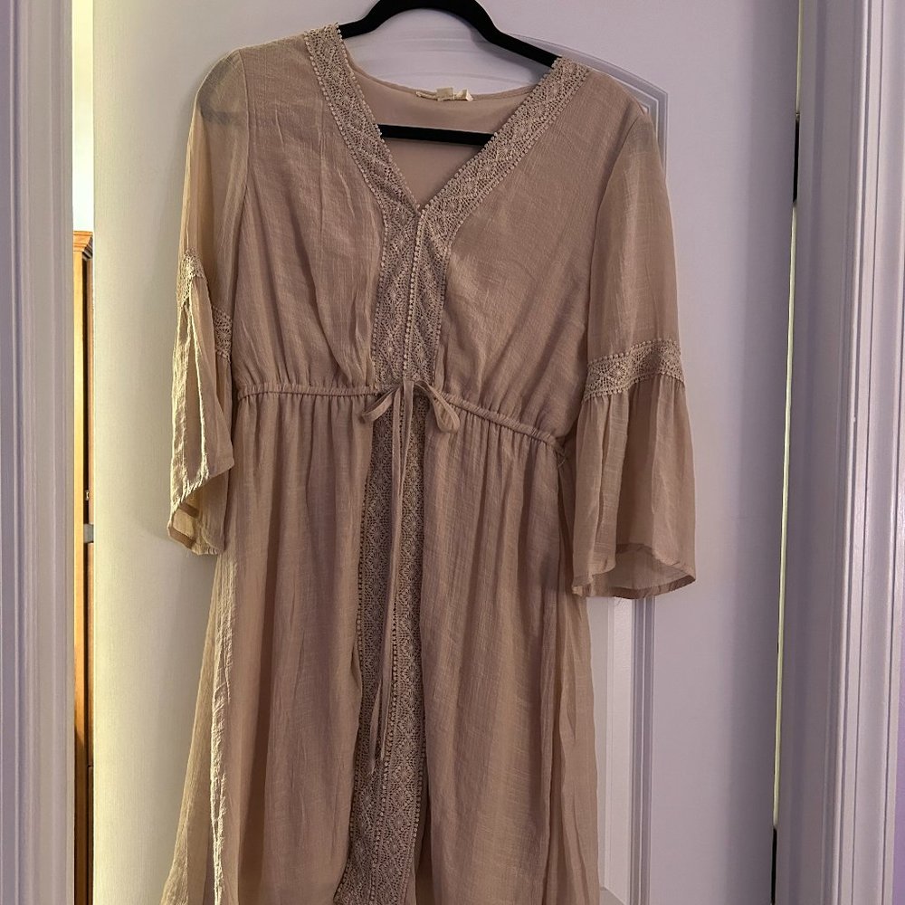 Indigo Rose Taupe Bohemian Short Dress